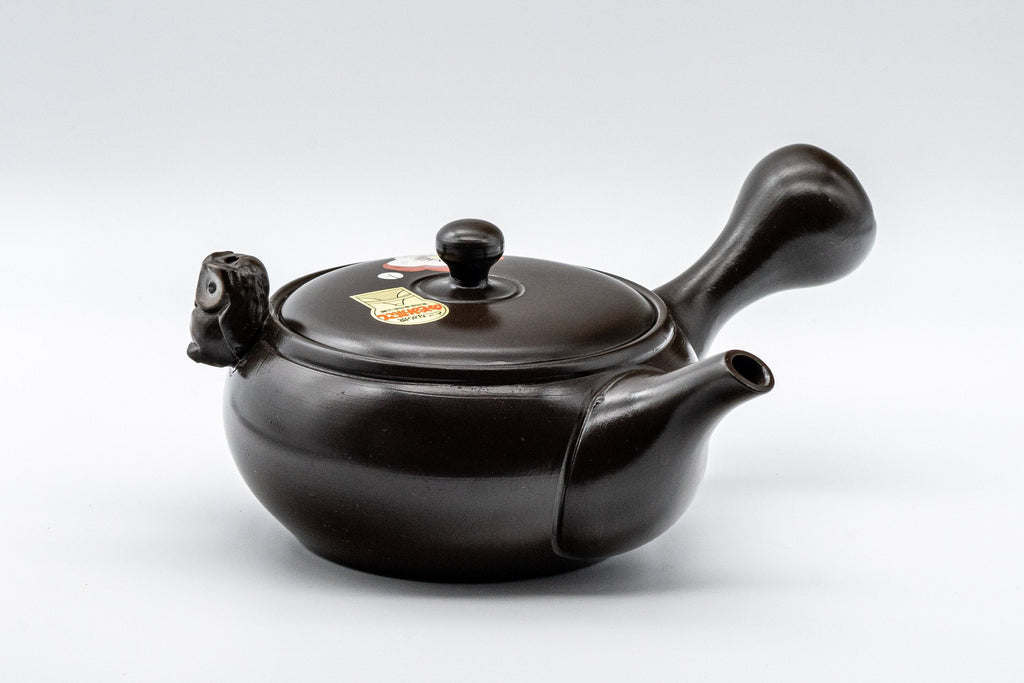 Japanese Kyusu - Black Kokudei Owl Sculpted Tokoname-yaki Teapot - 350ml