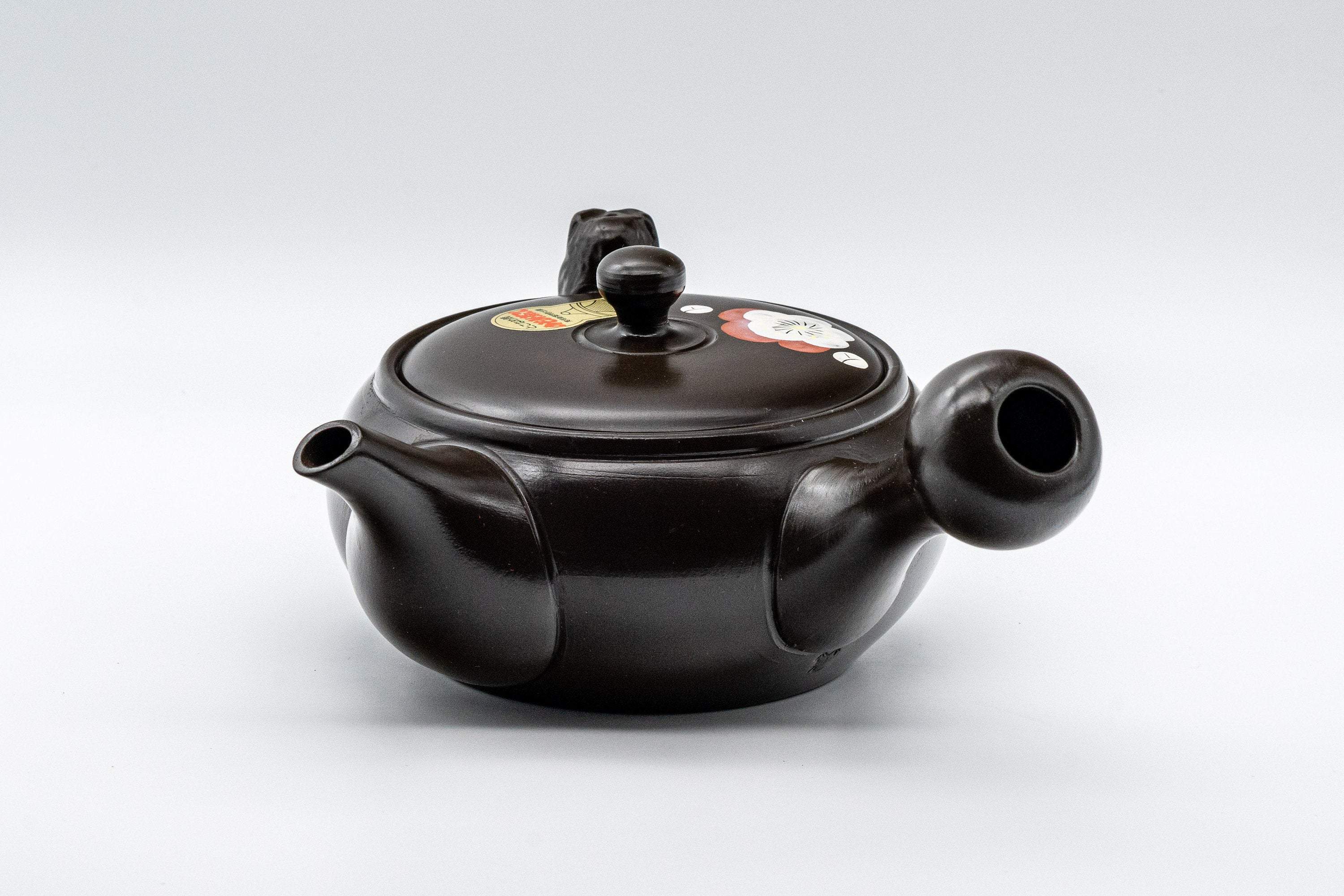 Japanese Kyusu - Black Kokudei Owl Sculpted Tokoname-yaki Teapot - 350ml