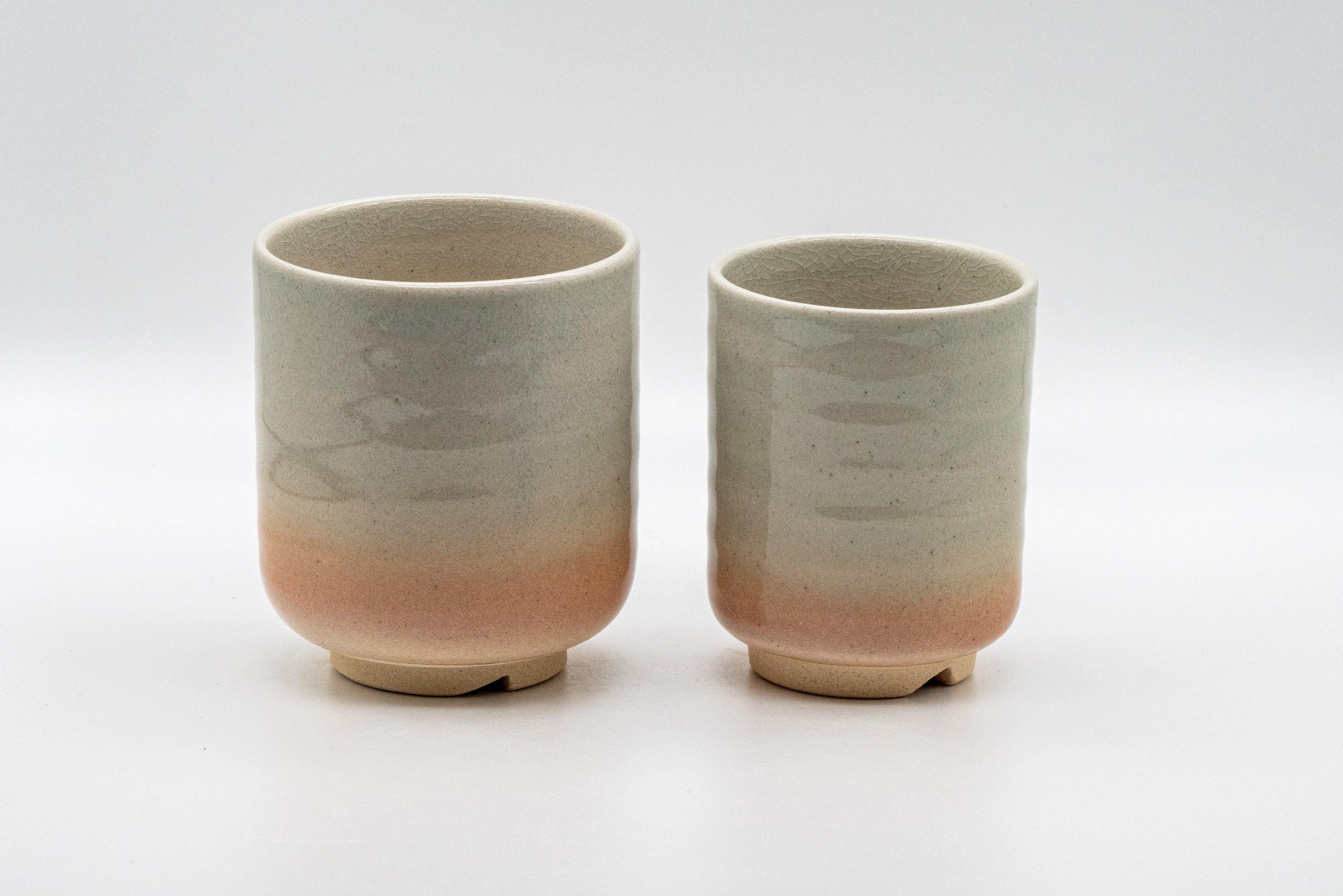 Japanese Teacups - Couple's Pair of Tsutsu-gata Hagi-yaki Meoto Yunomi