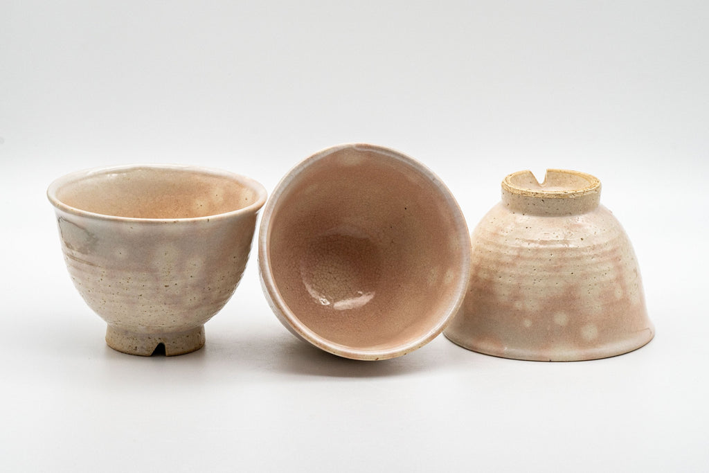 Japanese Teacups - Set of 3 Gohonte Hagi-yaki Yunomi - 140ml
