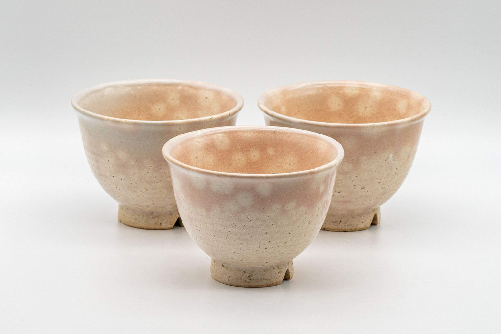 Japanese Teacups - Set of 3 Gohonte Hagi-yaki Yunomi - 140ml