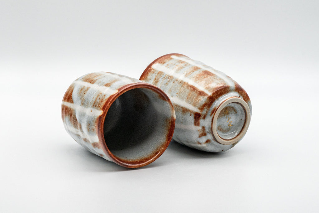 Japanese Teacups - Pair of 暁山窯 Akayama Kiln - Tsutsu-gata Yunomi - 170ml