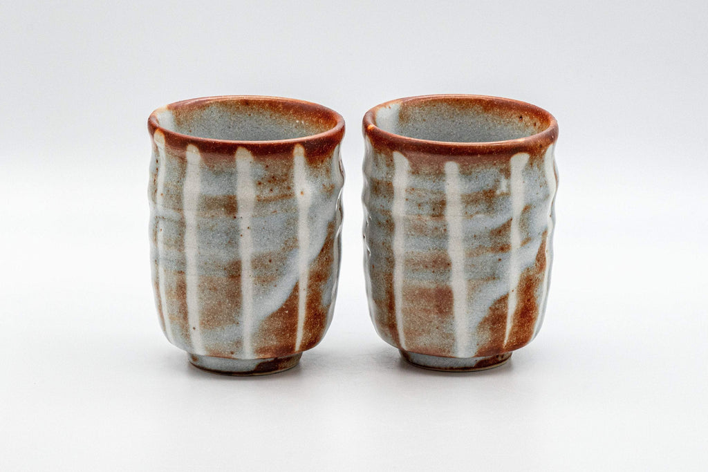 Japanese Teacups - Pair of 暁山窯 Akayama Kiln - Tsutsu-gata Yunomi - 170ml