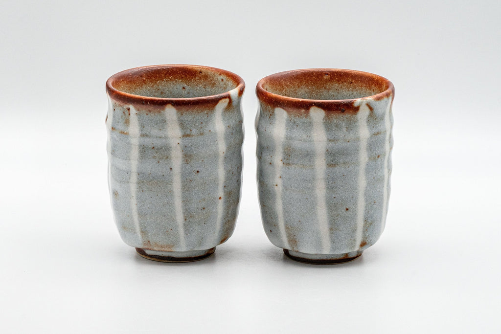 Japanese Teacups - Pair of 暁山窯 Akayama Kiln - Tsutsu-gata Yunomi - 170ml