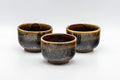 Japanese Teacups - Set of 3 Drip Glazed Yunomi - 120ml