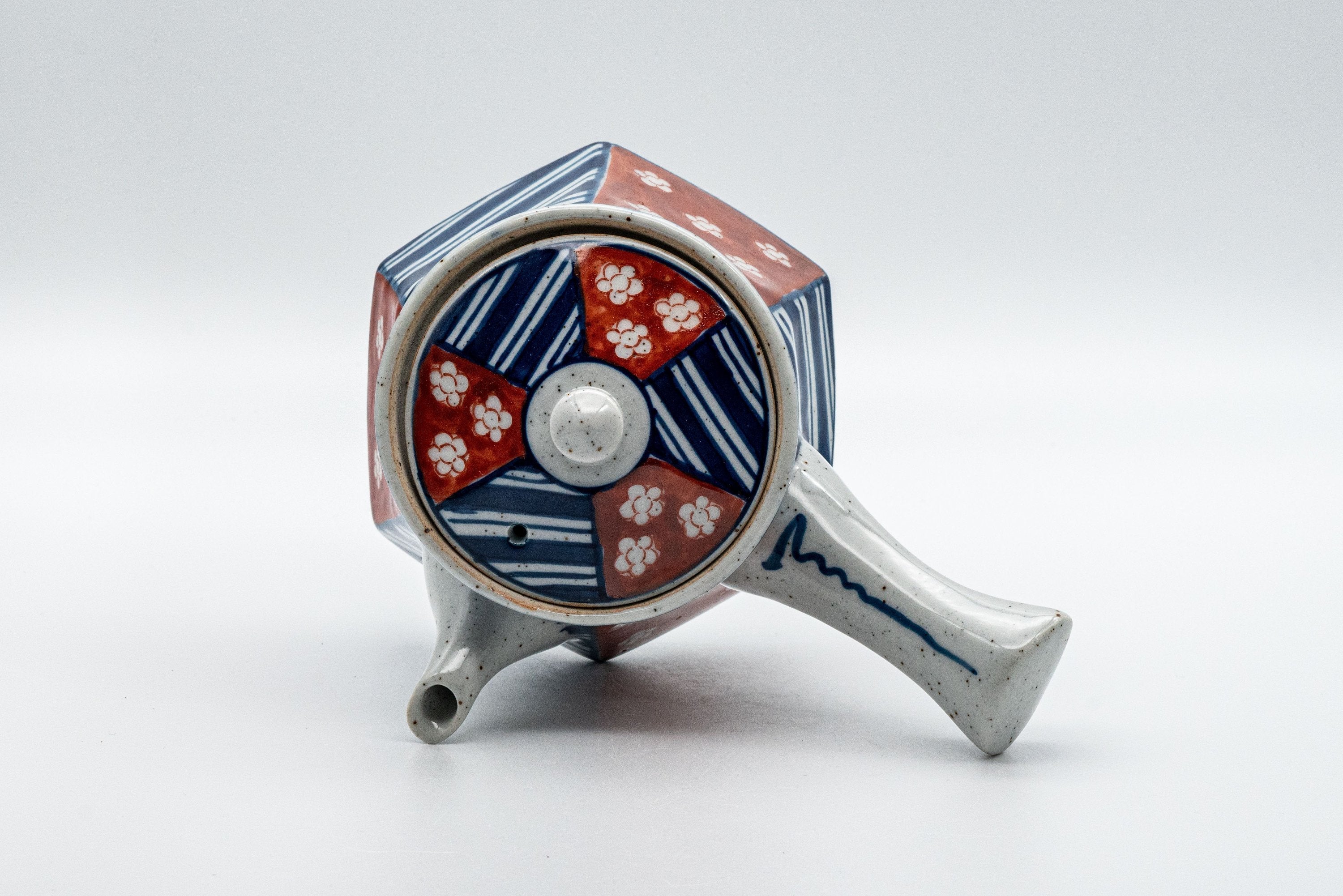 Japanese Tea Set - Striped Hexagonal Debeso Kyusu Teapot with Teacup and Coaster - 250ml