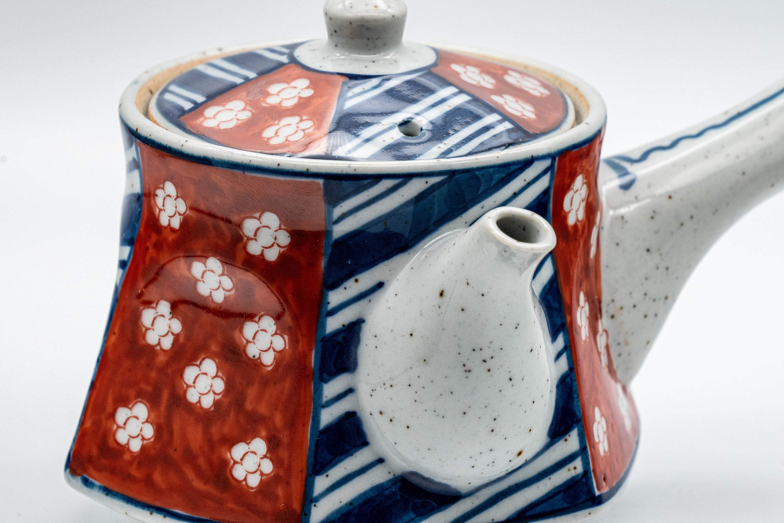 Japanese Tea Set - Striped Hexagonal Debeso Kyusu Teapot with Teacup and Coaster - 250ml
