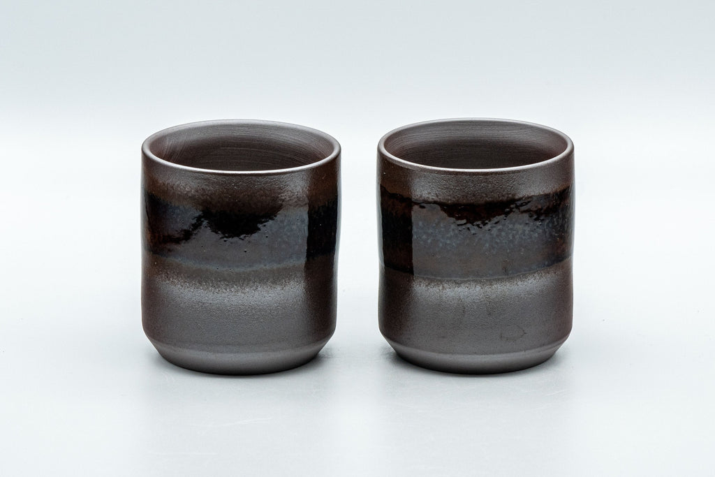 Japanese Teacups - Pair of Tsutsu-gata Banko-yaki Yunomi - 120ml