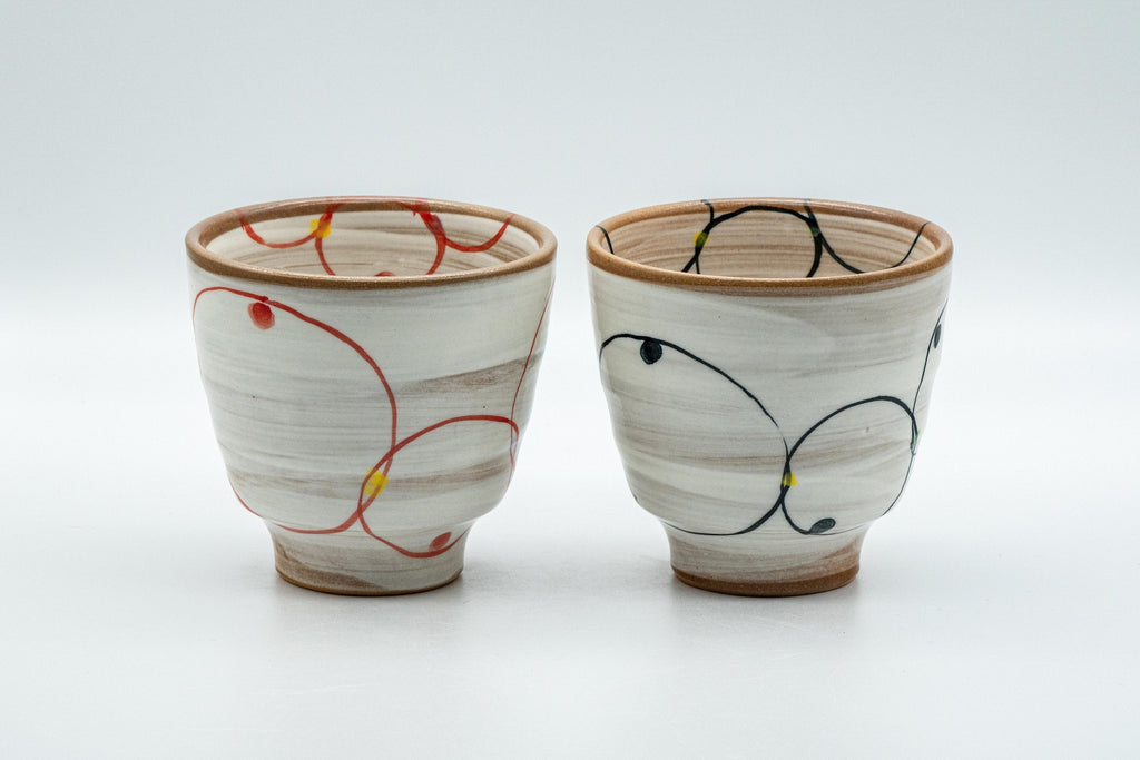 Japanese Teacups - Pair of Brush Glazed Hasami-yaki Yunomi - 170ml