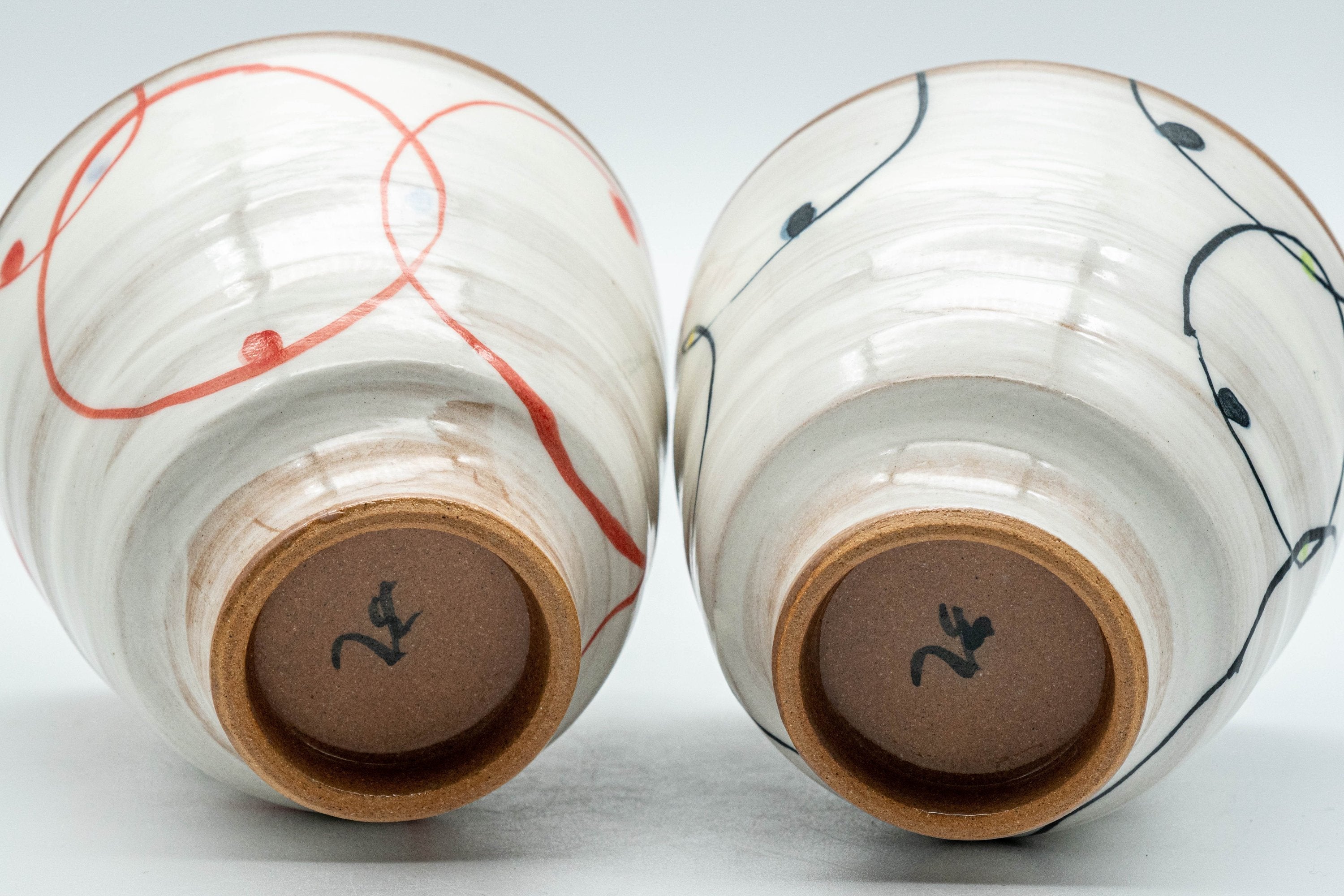 Japanese Teacups - Pair of Brush Glazed Hasami-yaki Yunomi - 170ml