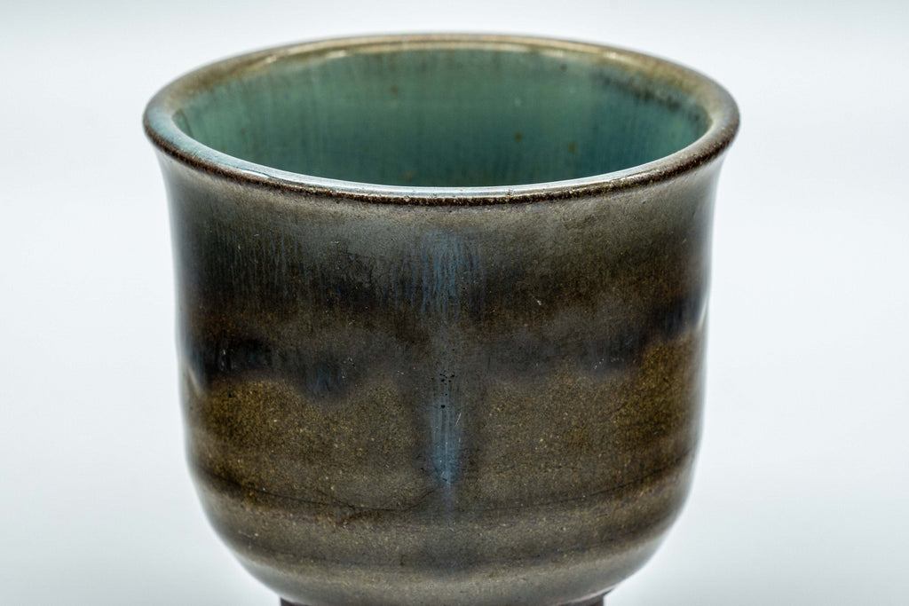 Japanese Teacups - Set of 3 Olive Green Turquoise Koishiwara-yaki Yunomi - 100ml