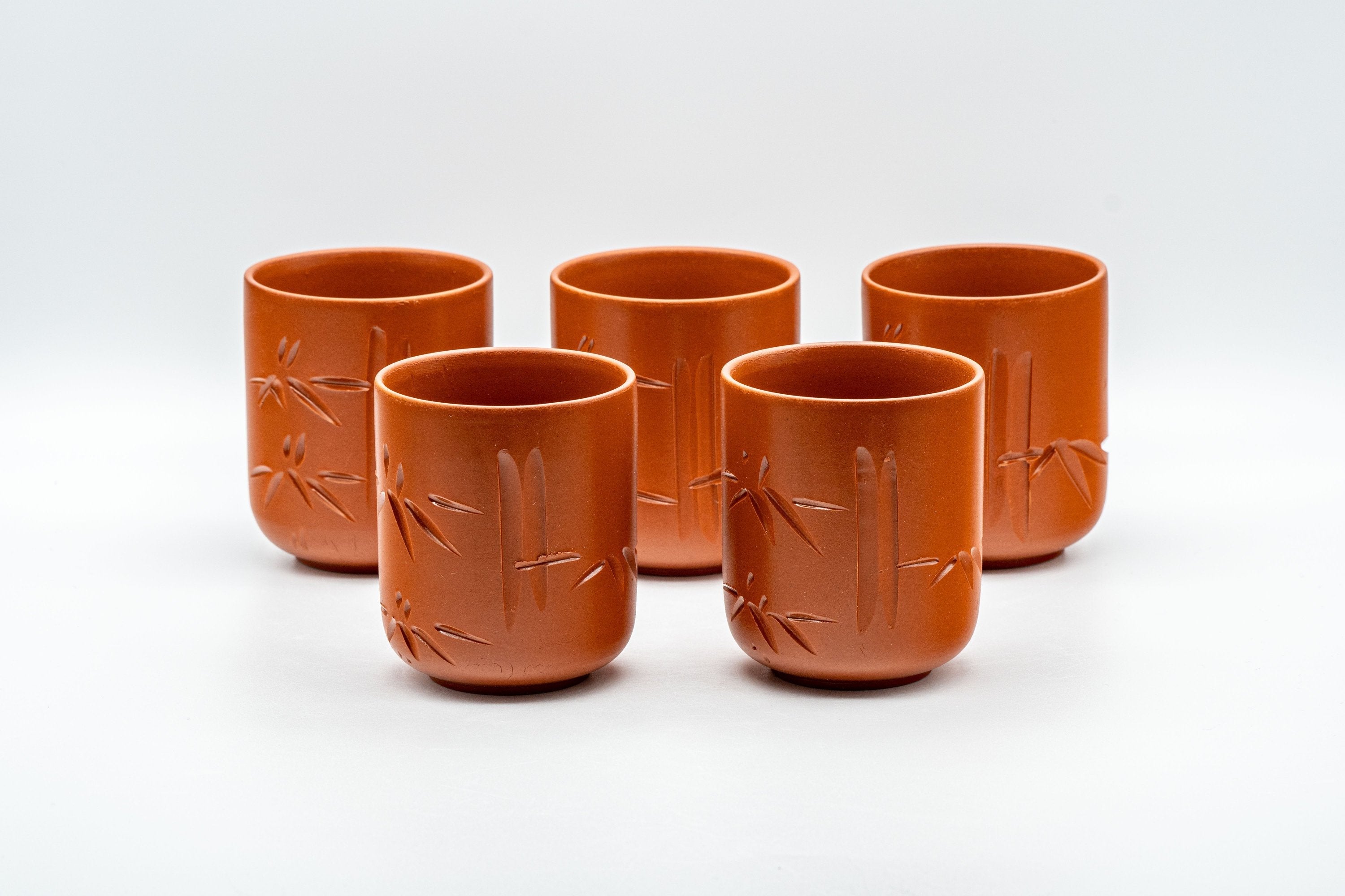 Japanese Tea Set - Bamboo Tokoname-yaki Debeso Kyusu with 5 Yunomi