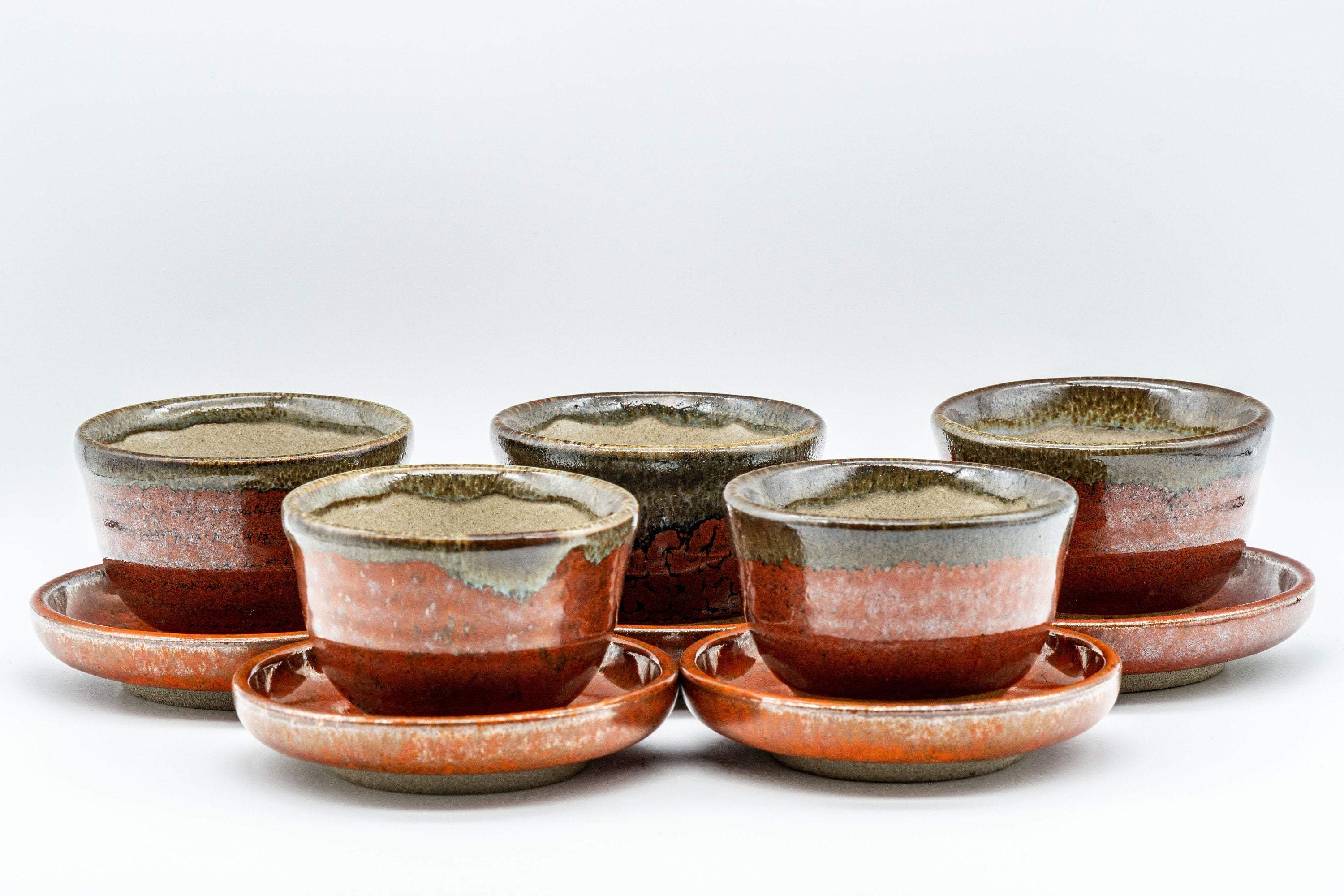 Japanese Tea Set - Drip-Glazed Debeso Kyusu with 5 Yunomi and Chataku