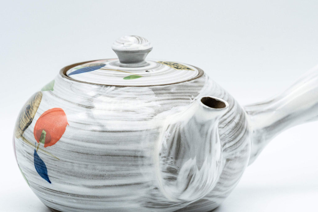 Japanese Kyusu - Floral Brush Glazed Debeso Teapot - 350ml