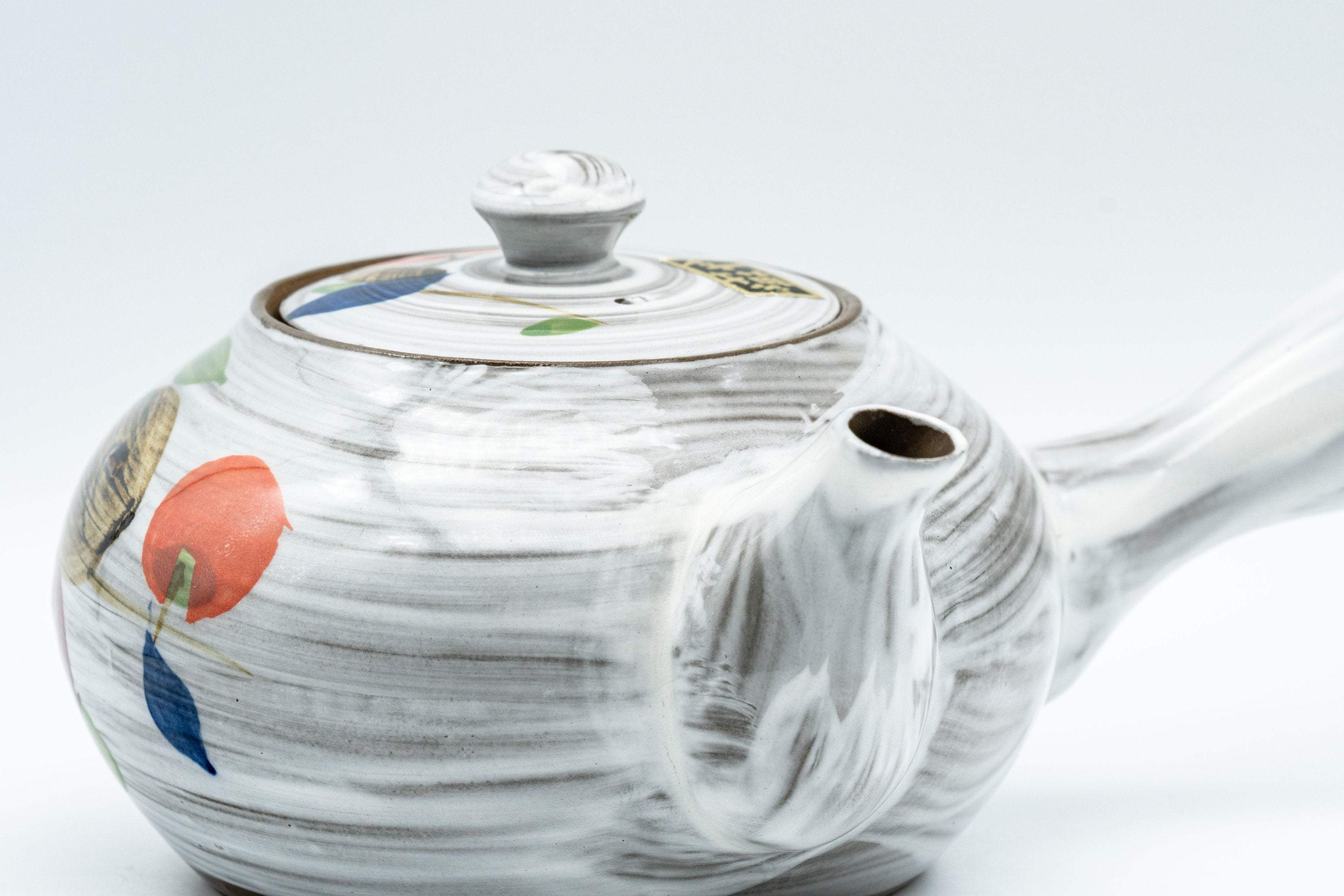 Japanese Kyusu - Floral Brush Glazed Debeso Teapot - 350ml