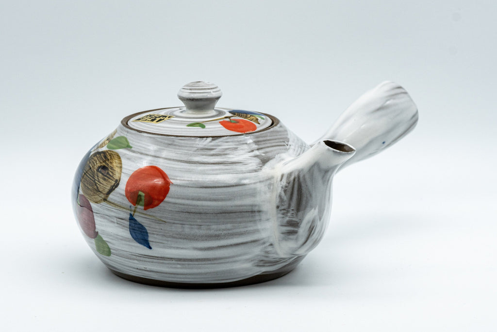 Japanese Kyusu - Floral Brush Glazed Debeso Teapot - 350ml