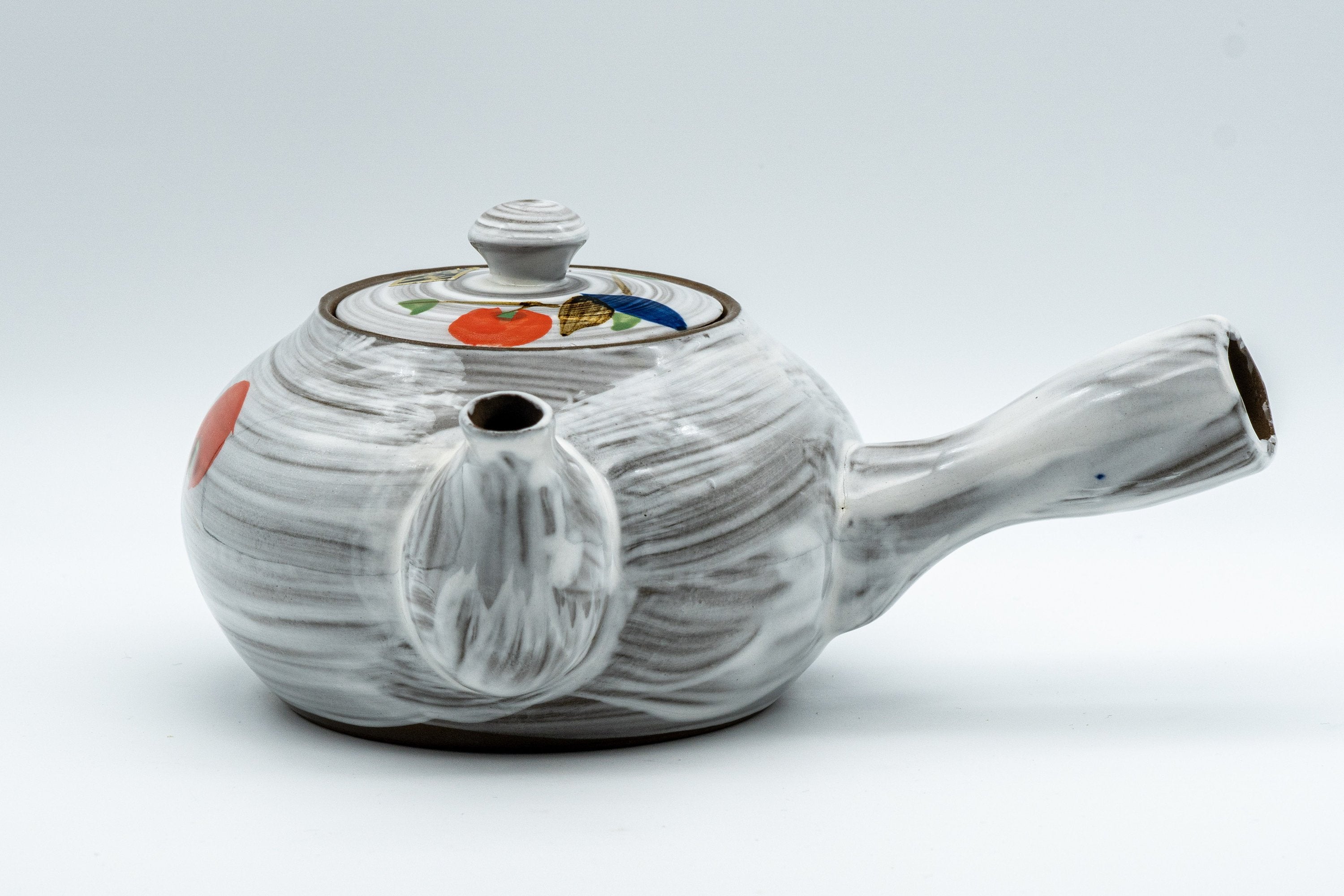 Japanese Kyusu - Floral Brush Glazed Debeso Teapot - 350ml