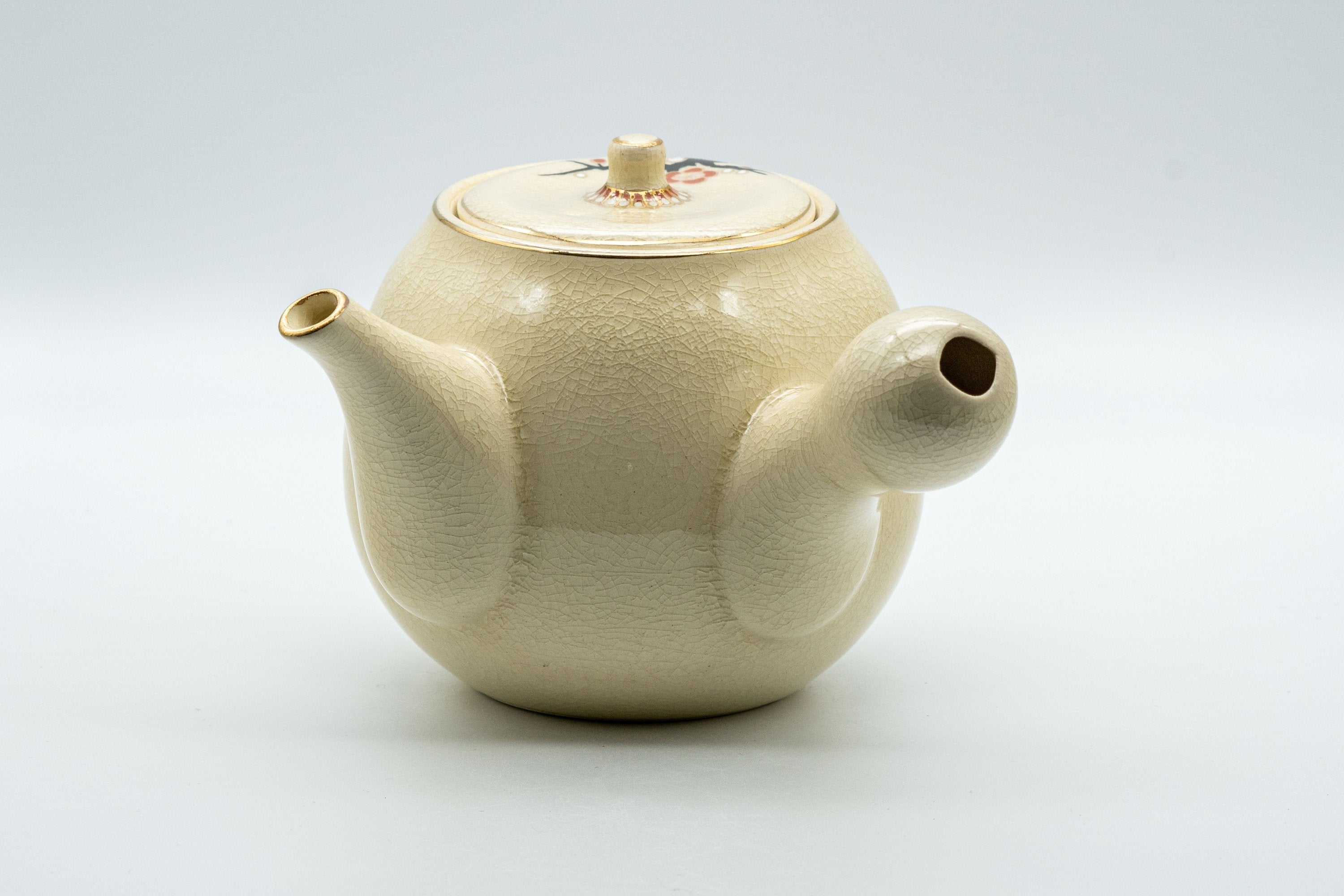 Japanese Kyusu - 永田窯 Nagata Kiln Ume Nasu-gata Kutani-yaki Debeso Teapot - 400ml