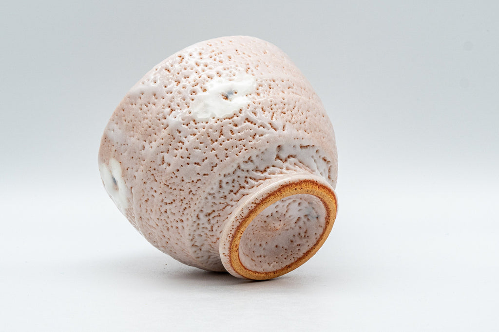 Japanese Teacup - Pink Shino Glaze Yunomi with White Plum Blossoms - 210ml