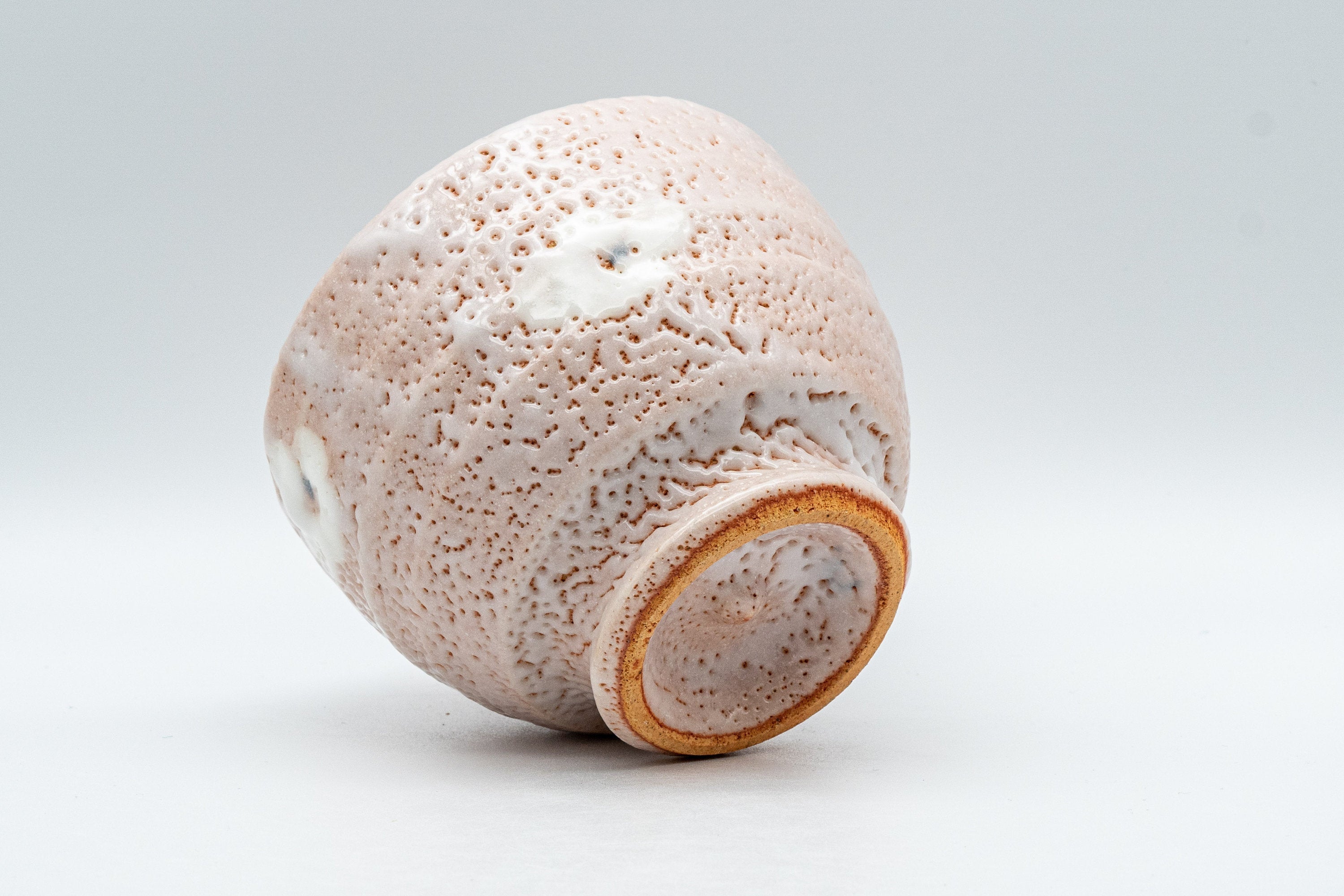 Japanese Teacup - Pink Shino Glaze Yunomi with White Plum Blossoms - 210ml