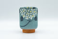 Japanese Teacup - Robin's Egg Blue Yunomi with Painted Flowers  - 150ml