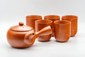 Japanese Tea Set - Tokoname-yaki Maru-gata Debeso Kyusu with 5 Tsutsu-gata Yunomi