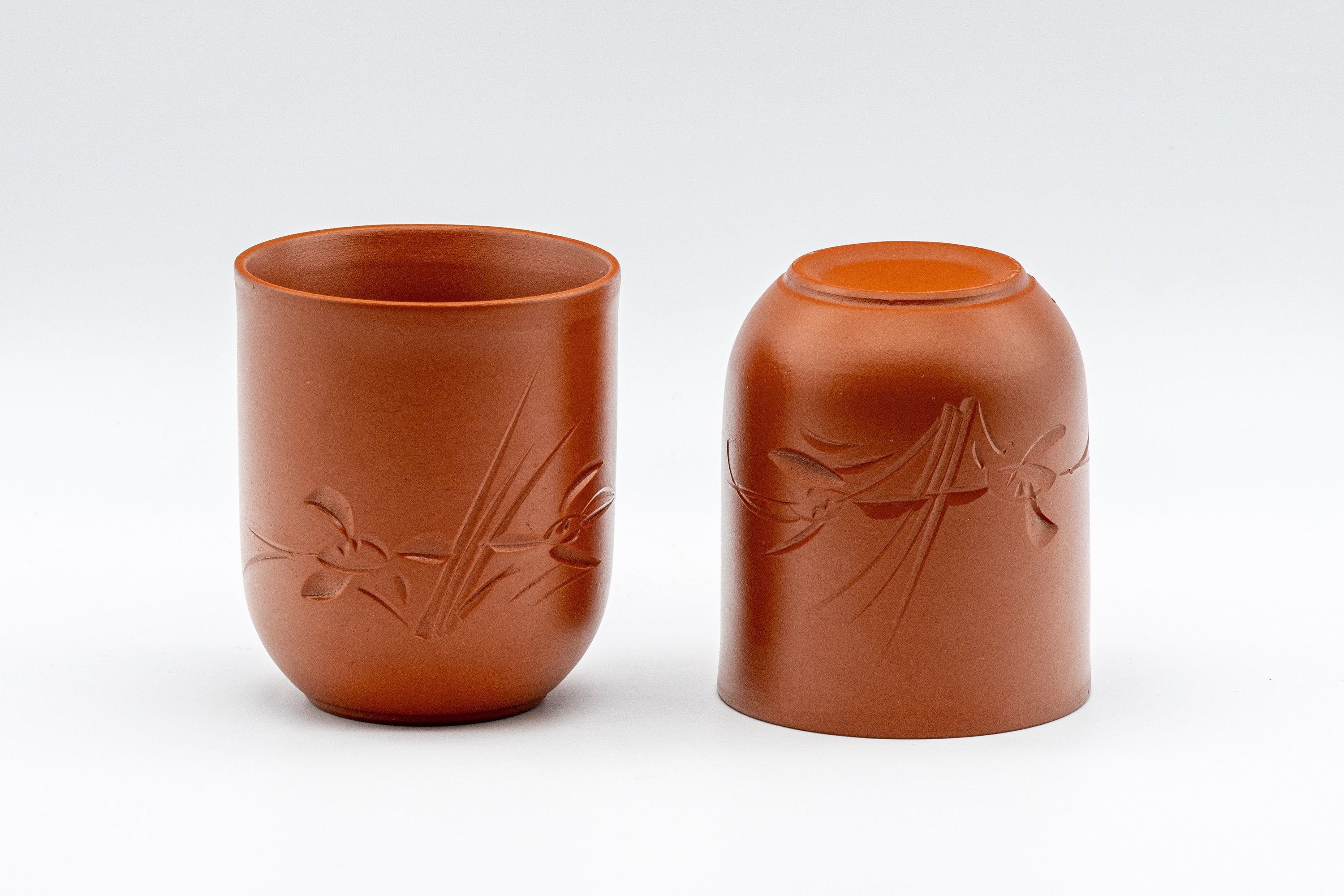Japanese Tea Set - Tokoname-yaki Maru-gata Debeso Kyusu with 5 Tsutsu-gata Yunomi