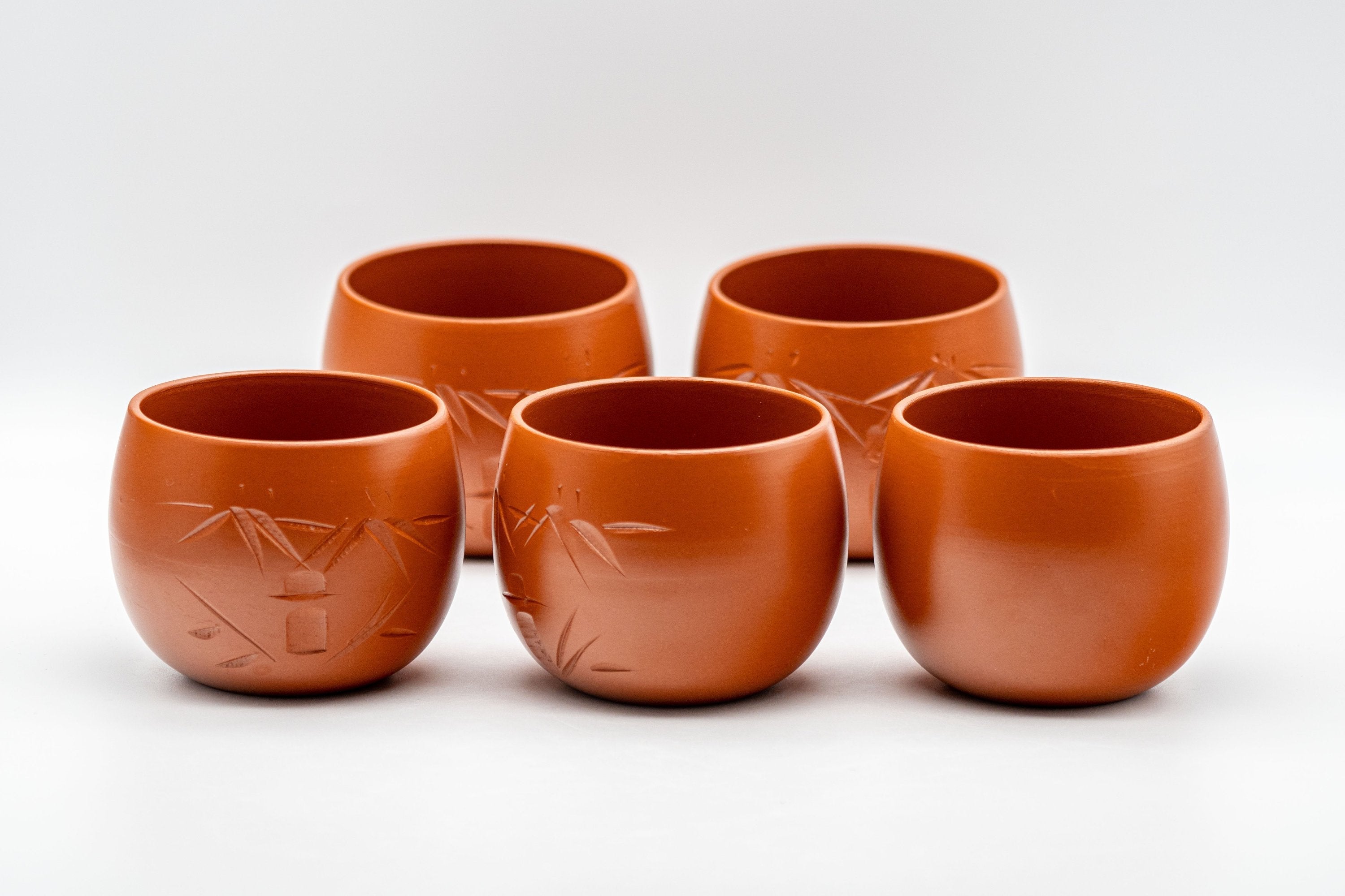 Japanese Tea Set - Tokoname-yaki Nasu-gata Debeso Kyusu with 5 Yunomi - 300ml