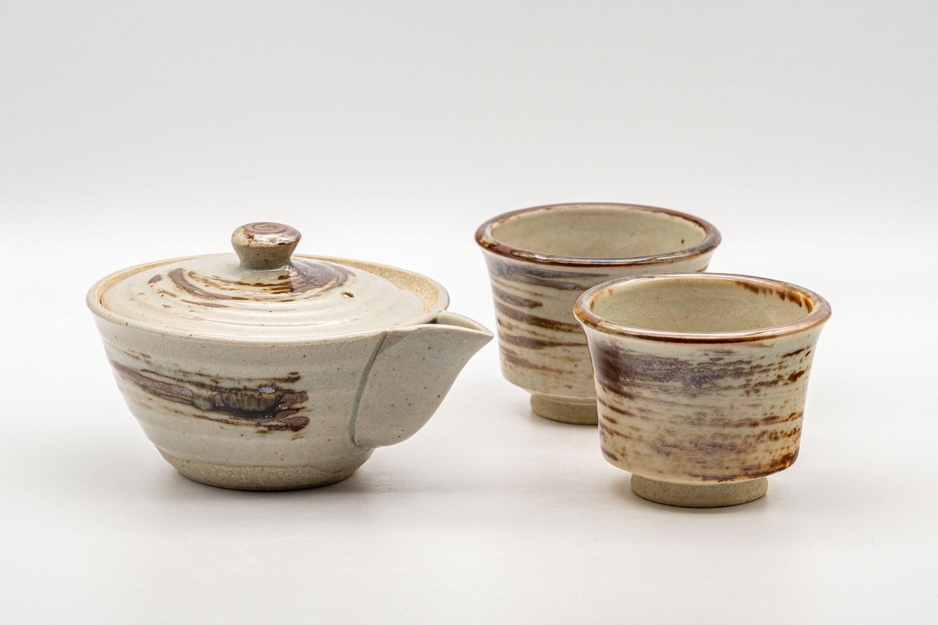 Japanese Tea Set - Hakeme Do-ake Houhin with 2 Senchawan - 130ml
