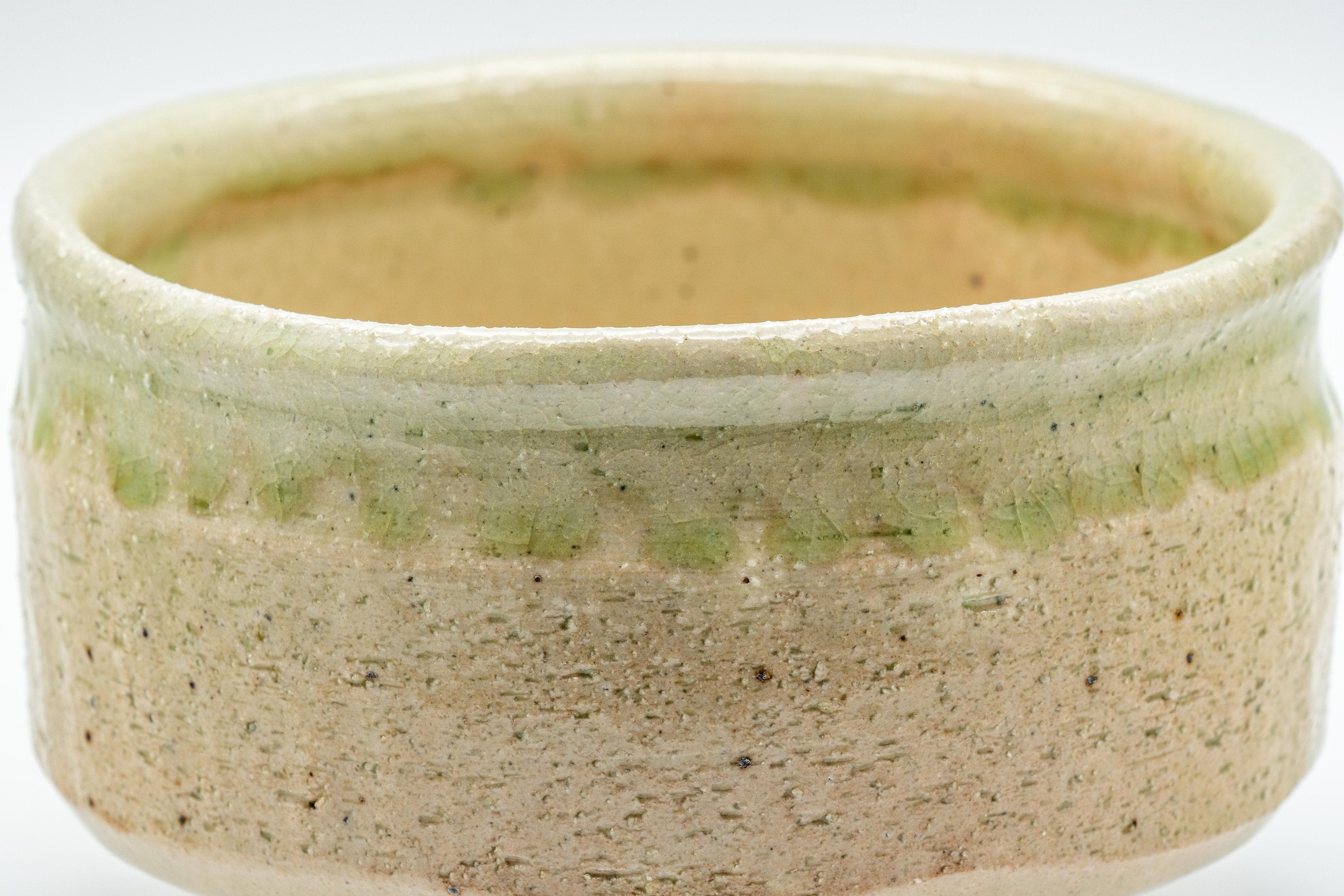Japanese Matcha Bowl Set - Drip Glazed Chadamari Hantsutsu-gata Chawan with Bamboo Chasen Whisk and Chashaku Scoop- 450ml