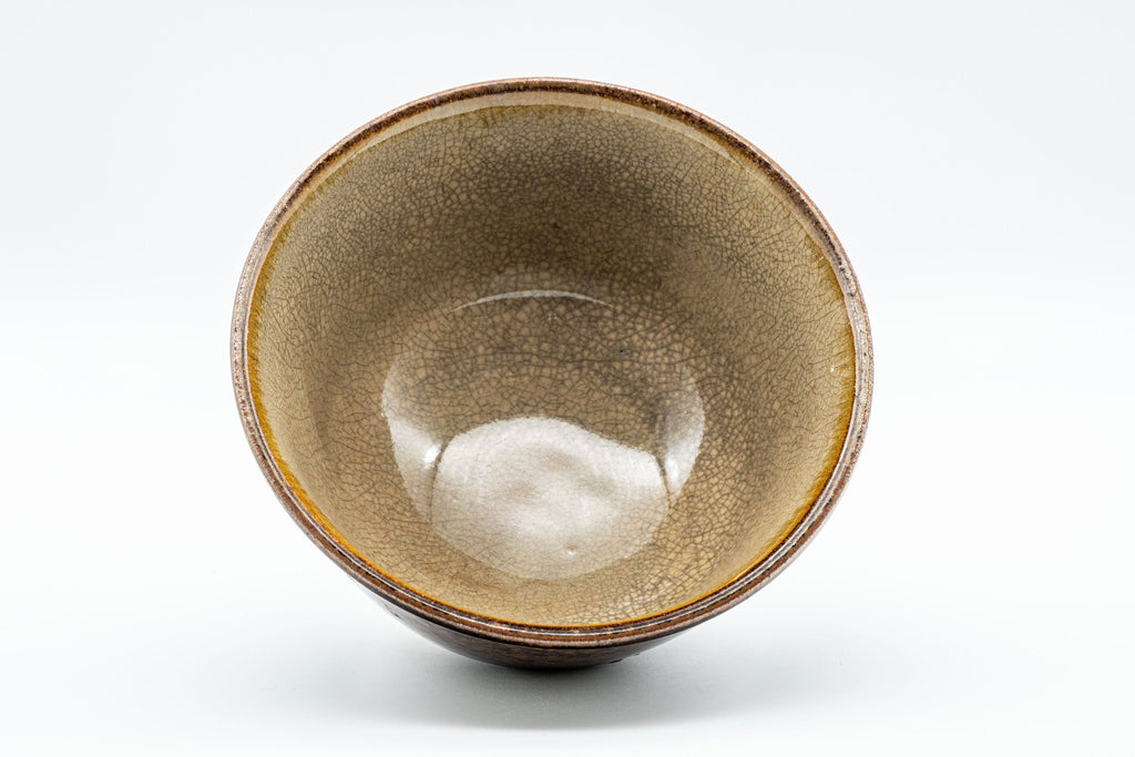 Japanese Matcha Bowl - Crazed and Mottled Drip Glazed Chawan - 350ml