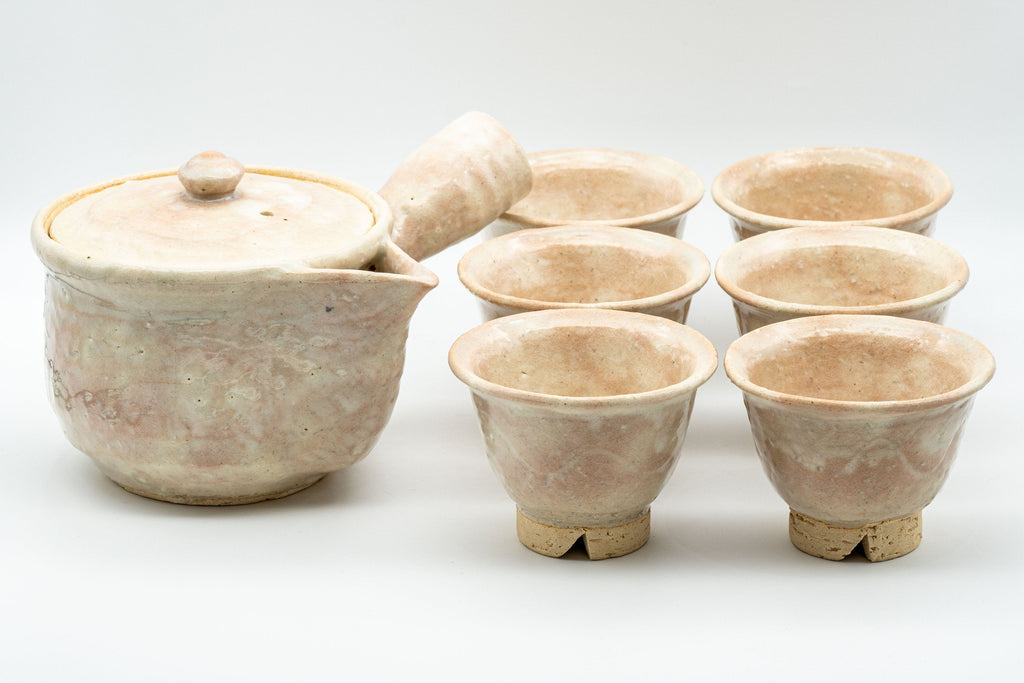 Japanese Tea Set - 萩焼 Hagi-yaki Houhin-style Do-ake Kyusu with 6 Senchawan - 450ml