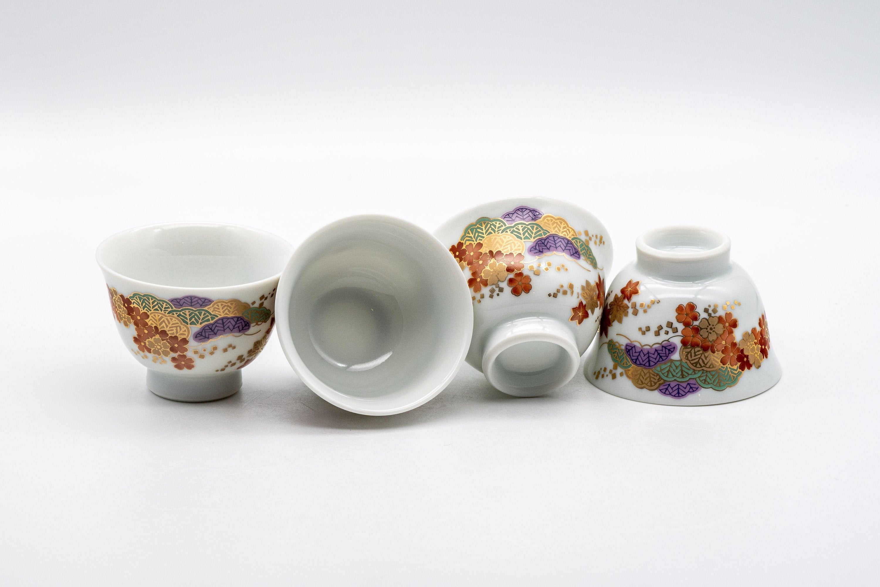Japanese Senchado Tea Set - Porcelain Houhin, Katakuchi, and 4 Gyokurowan - 125ml