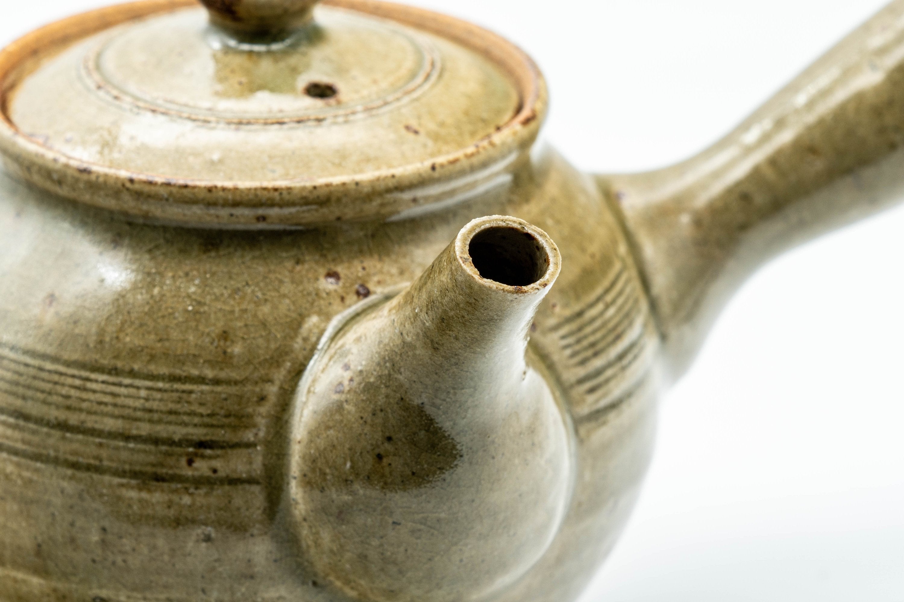 Japanese Tea Set - Speckled Olive Green Kyusu with 5 Yunomi - 350ml