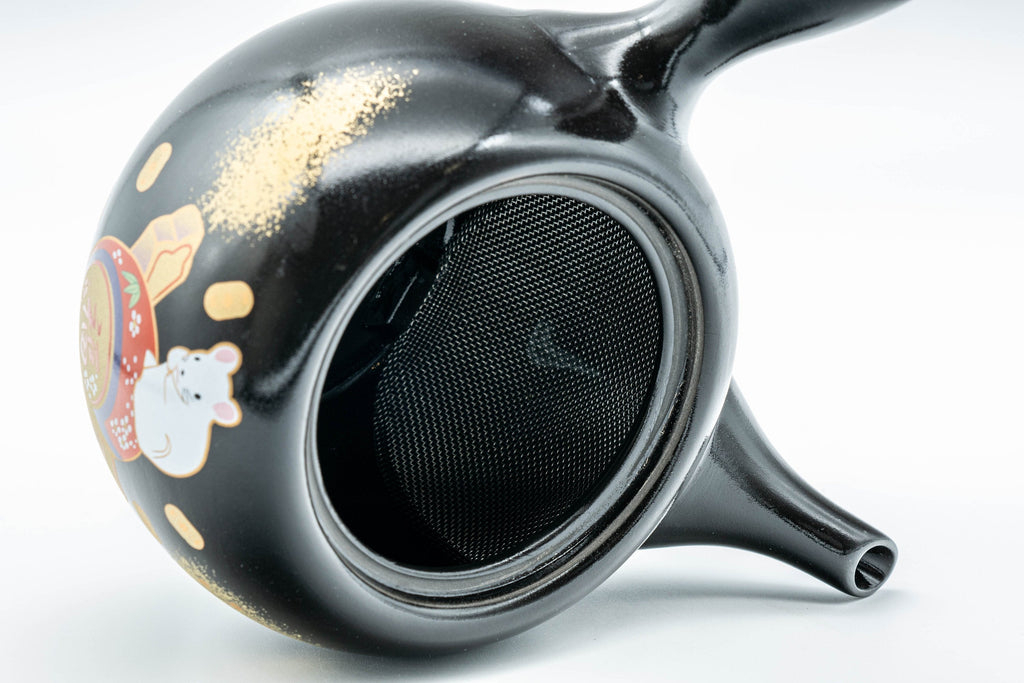 Japanese Kyusu - 盛山窯 Year of the Rat, Black Kurodei Tokoname-yaki Teapot - 370ml