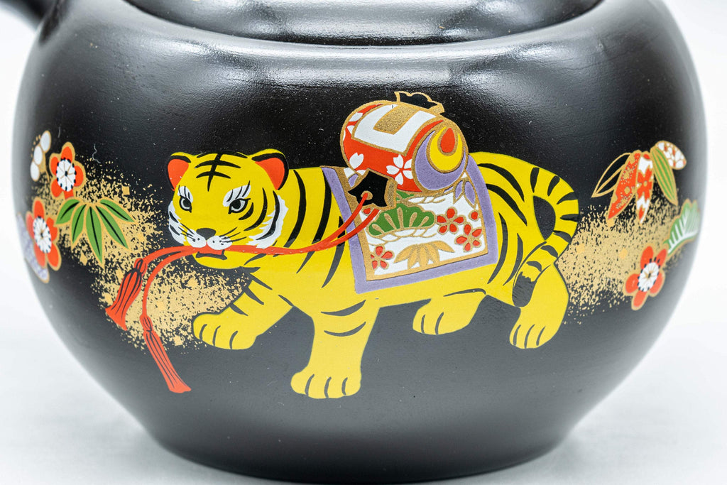 Japanese Kyusu - 盛山窯 Year of the Tiger, Black Kurodei Tokoname-yaki Teapot - 380ml