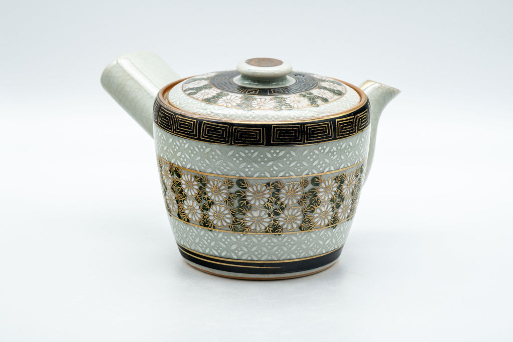 Japanese Kyusu - 九谷永楽 Floral Kutani-yaki Debeso Teapot - 350ml