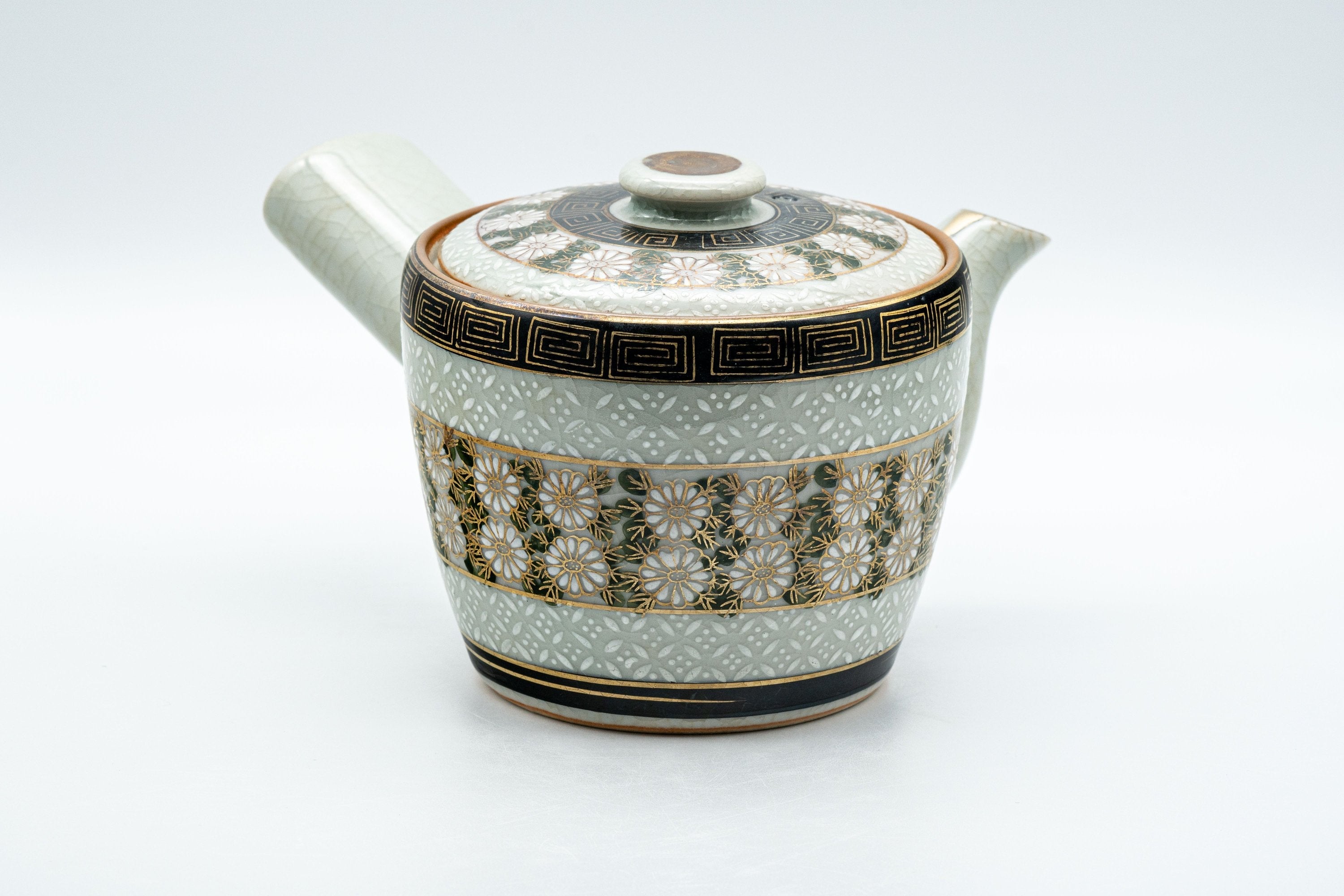 Japanese Kyusu - 九谷永楽 Floral Kutani-yaki Debeso Teapot - 350ml