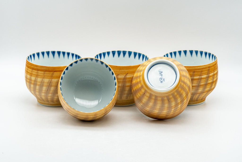 Japanese Tea Set - 有田焼 Porcelain Debeso Kyusu with 5 Yunomi