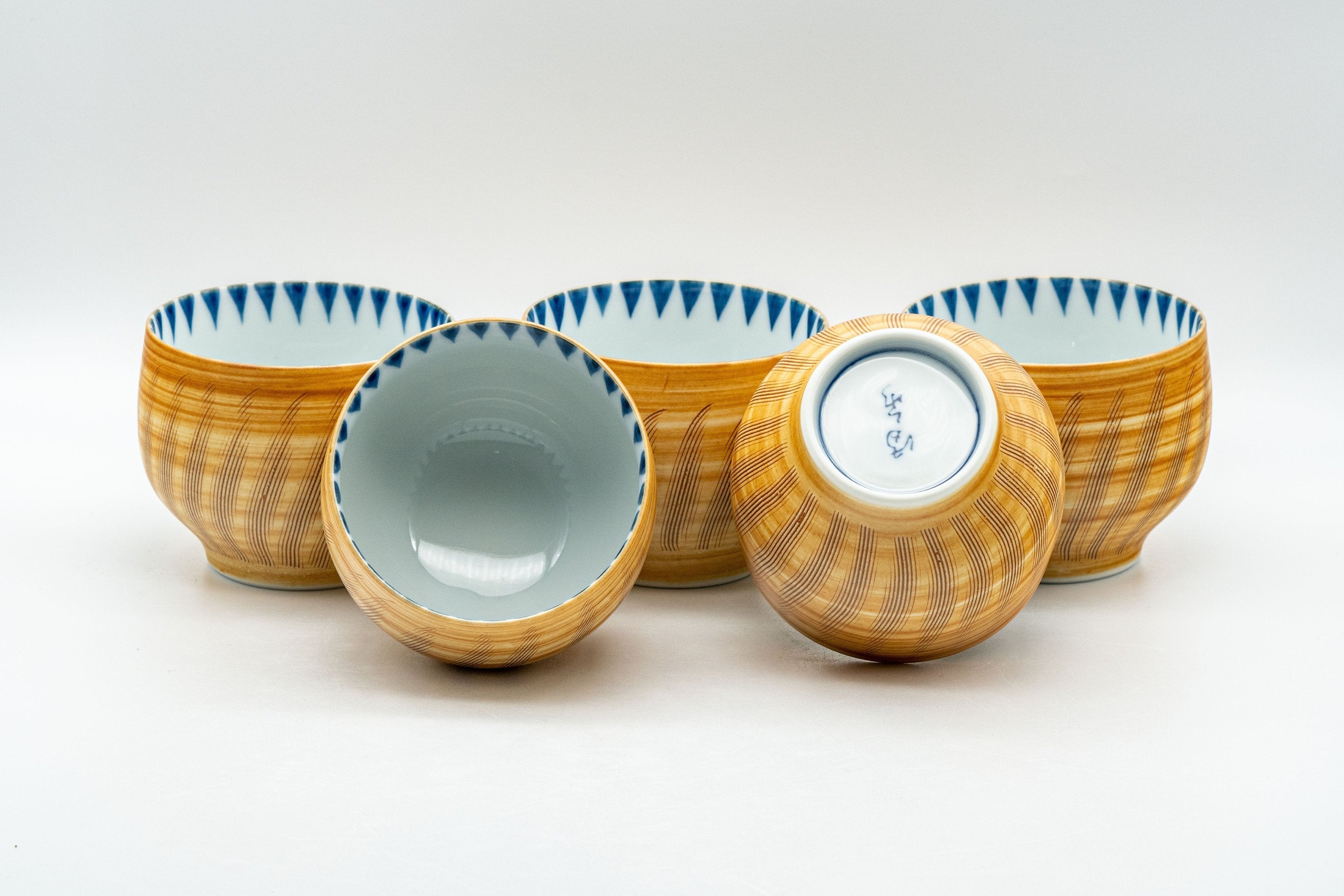 Japanese Tea Set - 有田焼 Porcelain Debeso Kyusu with 5 Yunomi