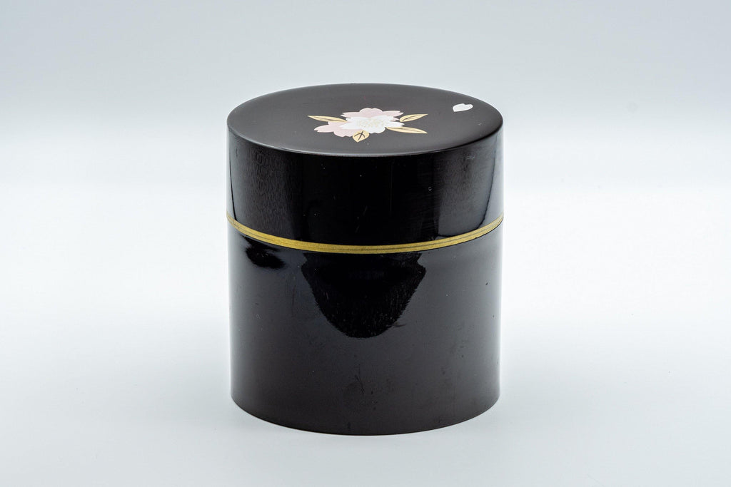 Japanese Chazutsu - Black Sakura Petal Tea Canister - 350ml