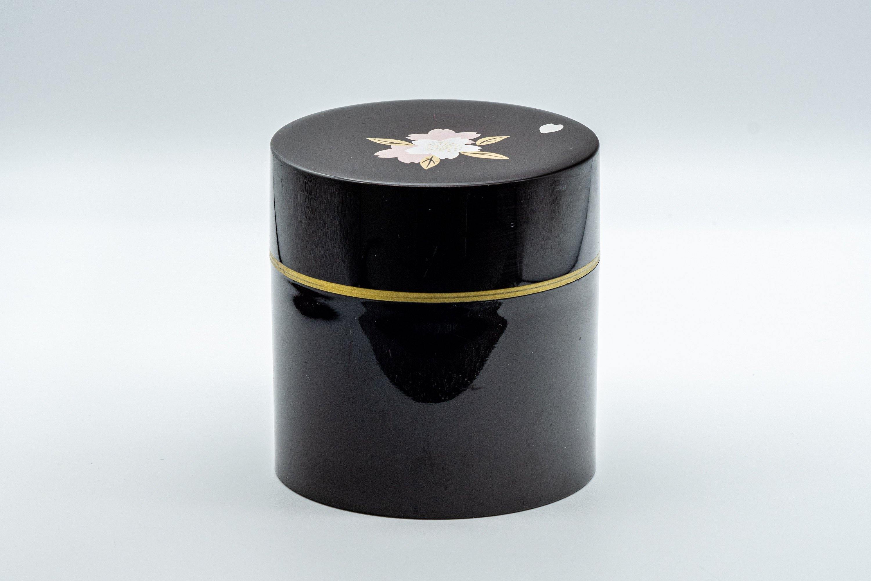 Japanese Chazutsu - Black Sakura Petal Tea Canister - 350ml