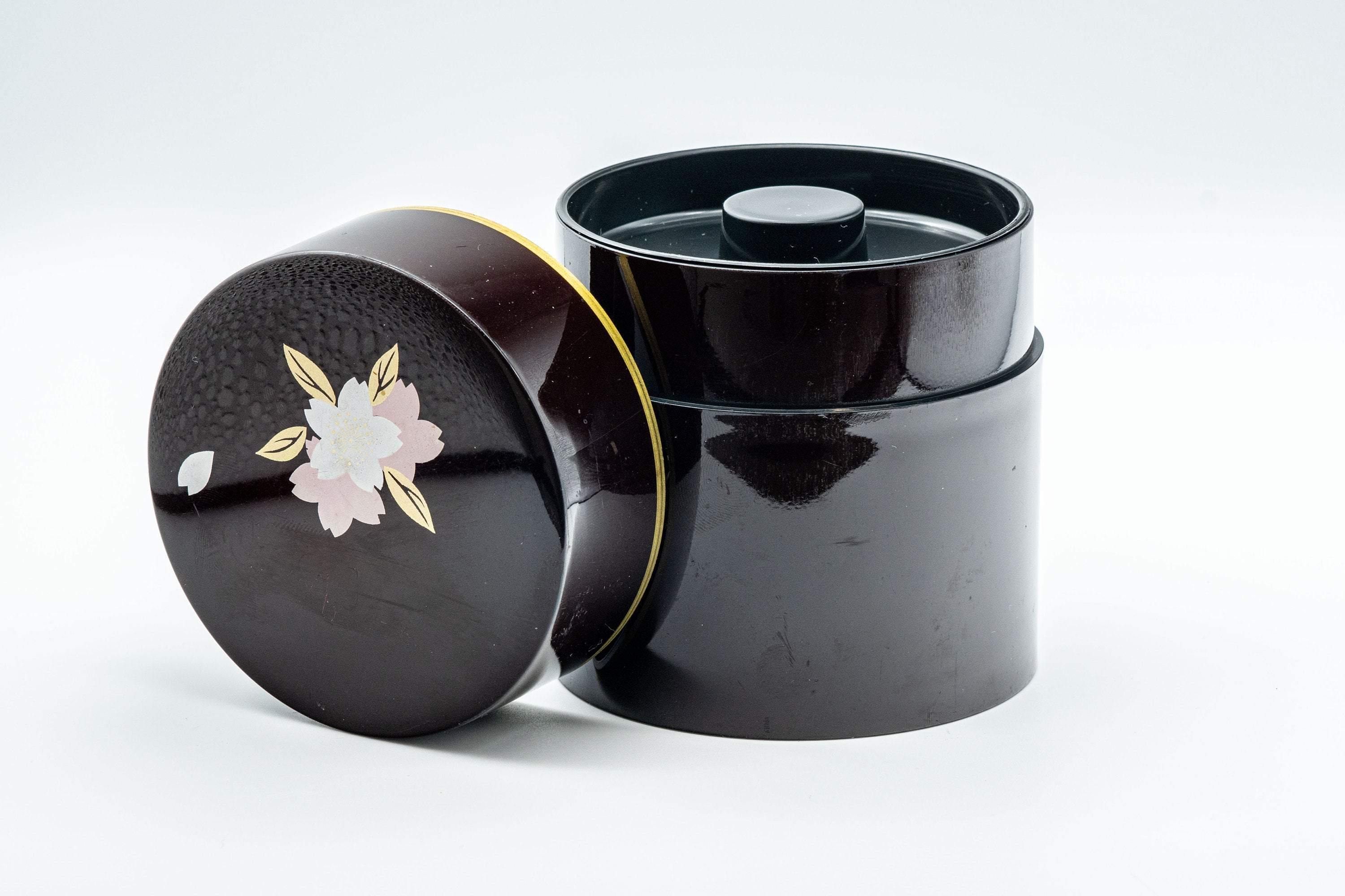 Japanese Chazutsu - Black Sakura Petal Tea Canister - 350ml