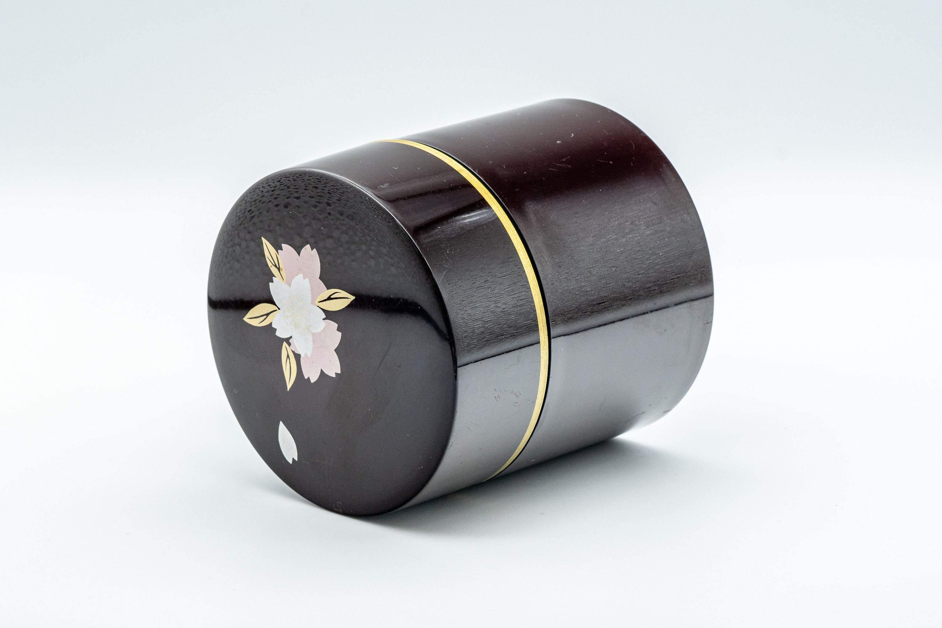 Japanese Chazutsu - Black Sakura Petal Tea Canister - 350ml