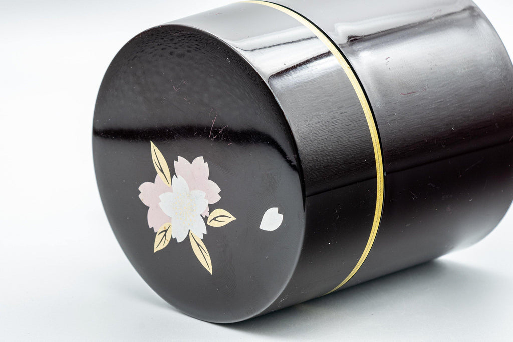 Japanese Chazutsu - Black Sakura Petal Tea Canister - 350ml