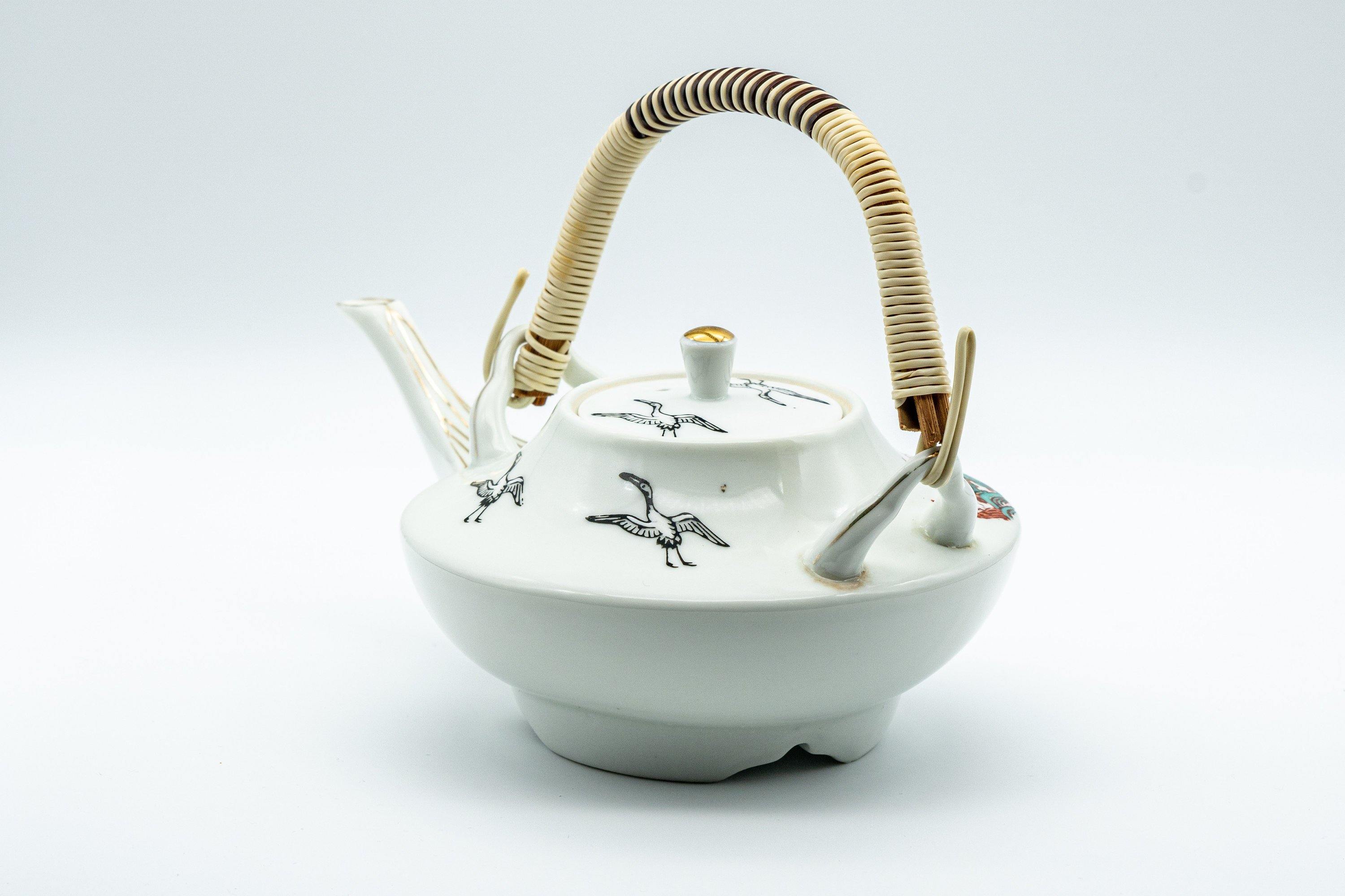 Japanese Kyusu - White Crane and Tortoise Do-ake Tea and Sake Pot - 300ml
