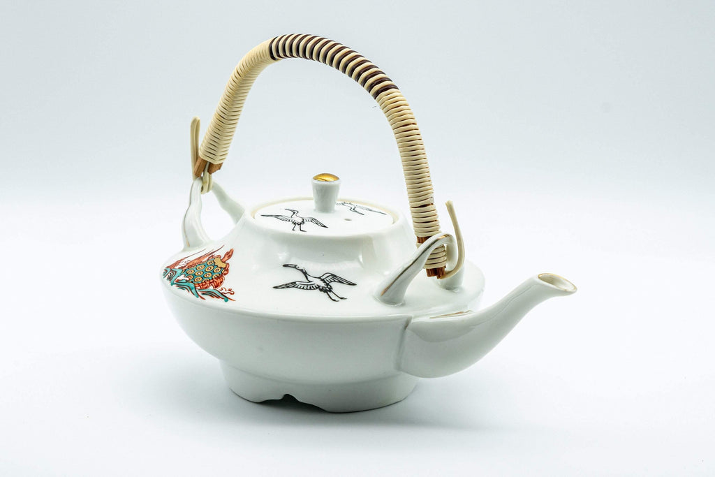 Japanese Kyusu - White Crane and Tortoise Do-ake Tea and Sake Pot - 300ml