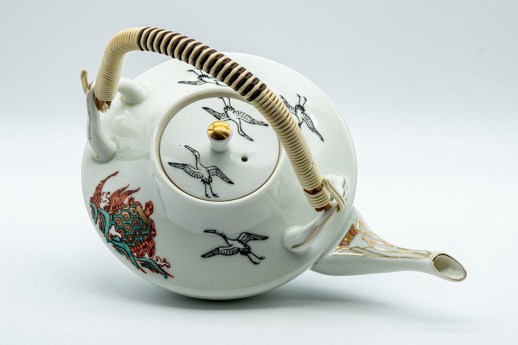 Japanese Kyusu - White Crane and Tortoise Do-ake Tea and Sake Pot - 300ml
