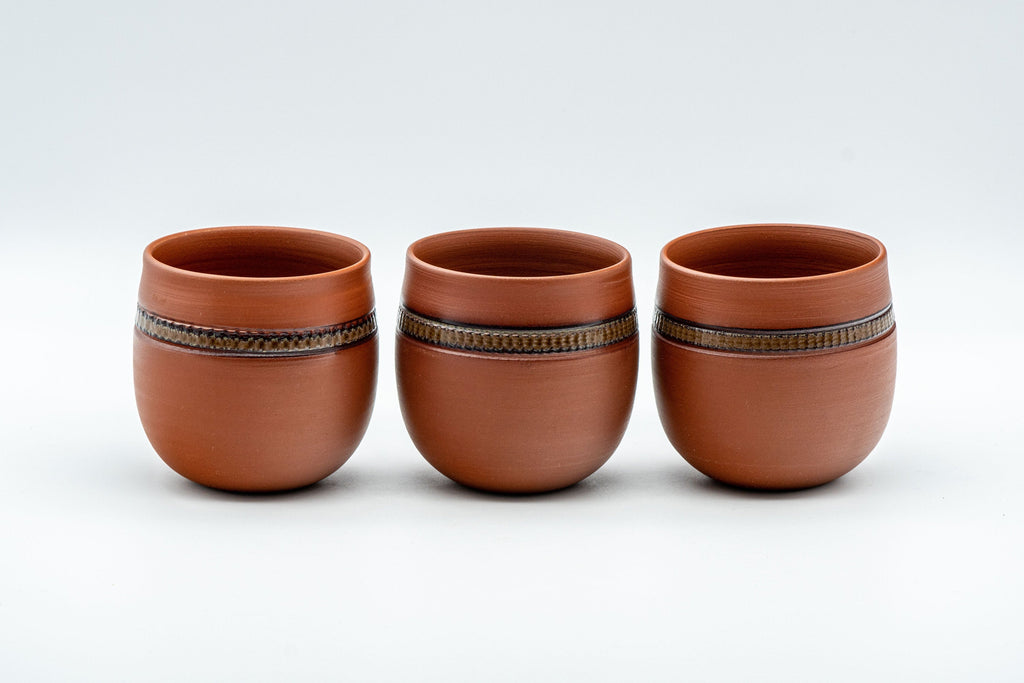 Japanese Tea Set - Tokoname-yaki Debeso Kyusu with 3 Yunomi