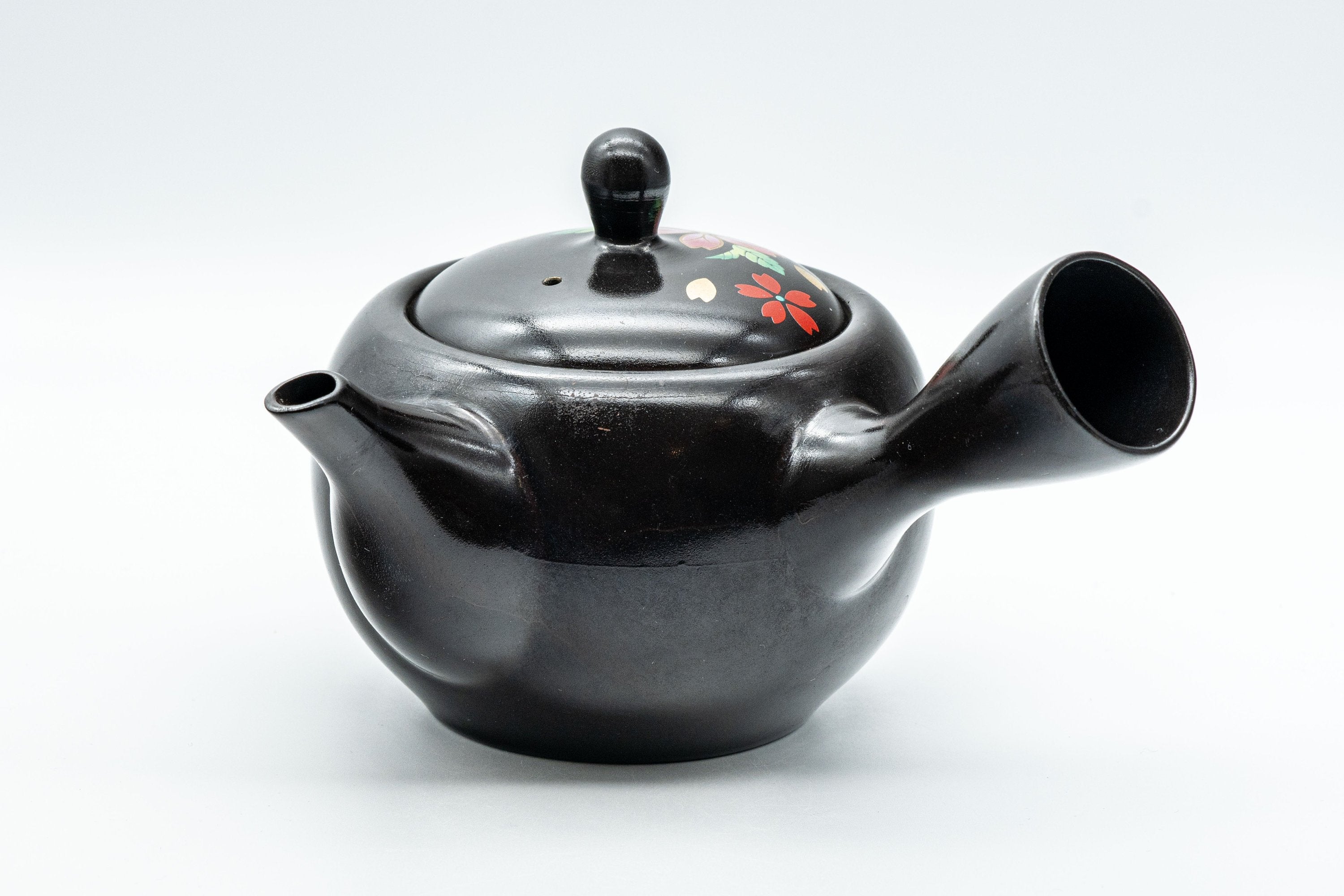 Japanese Kyusu - Sakura Black Kurodei Tokoname-yaki Teapot - 350ml
